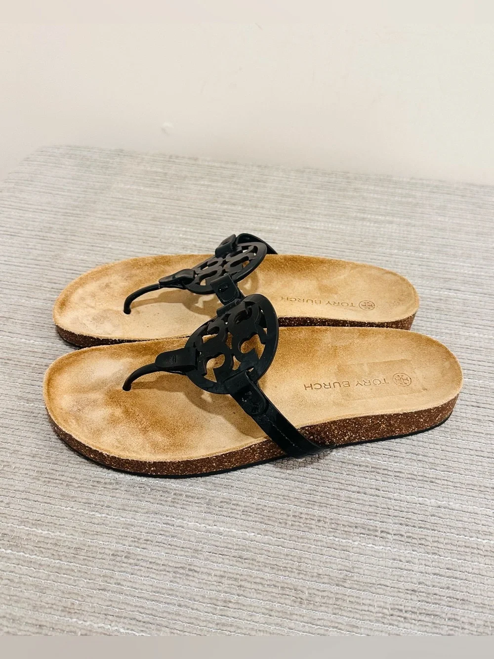 TORY BURCH Miller Cloud Sandals Perfect Black / Natural Size 10,5 M US